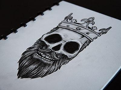 Long live the King beard crown illustration king skull tattoo