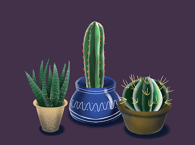 cacti! cactus digital art illustration procreate procreate art procreateapp