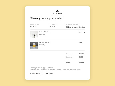 Daily UI 017 Order Receipt app dailyui design flat minimal ui ux web