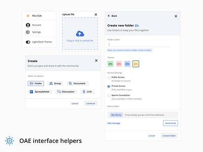 OAE helpers create file design folders helpers interface library modals ui ux