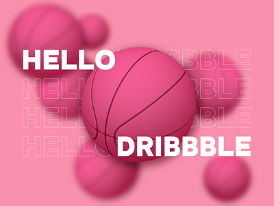 Hello Dribbble! 3d ball balls basketball c4d debut debutshot hello dribbble pink shot typography
