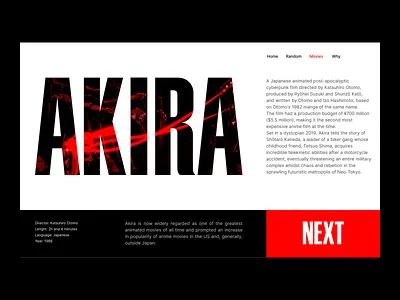 Akira - Website Concept akira anime clean design typography ui user interface webdesign