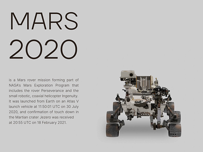 Mars 2020 3d animation clean design graphic design motion graphics nasa nasa rover robot typography ui user interface webdesign