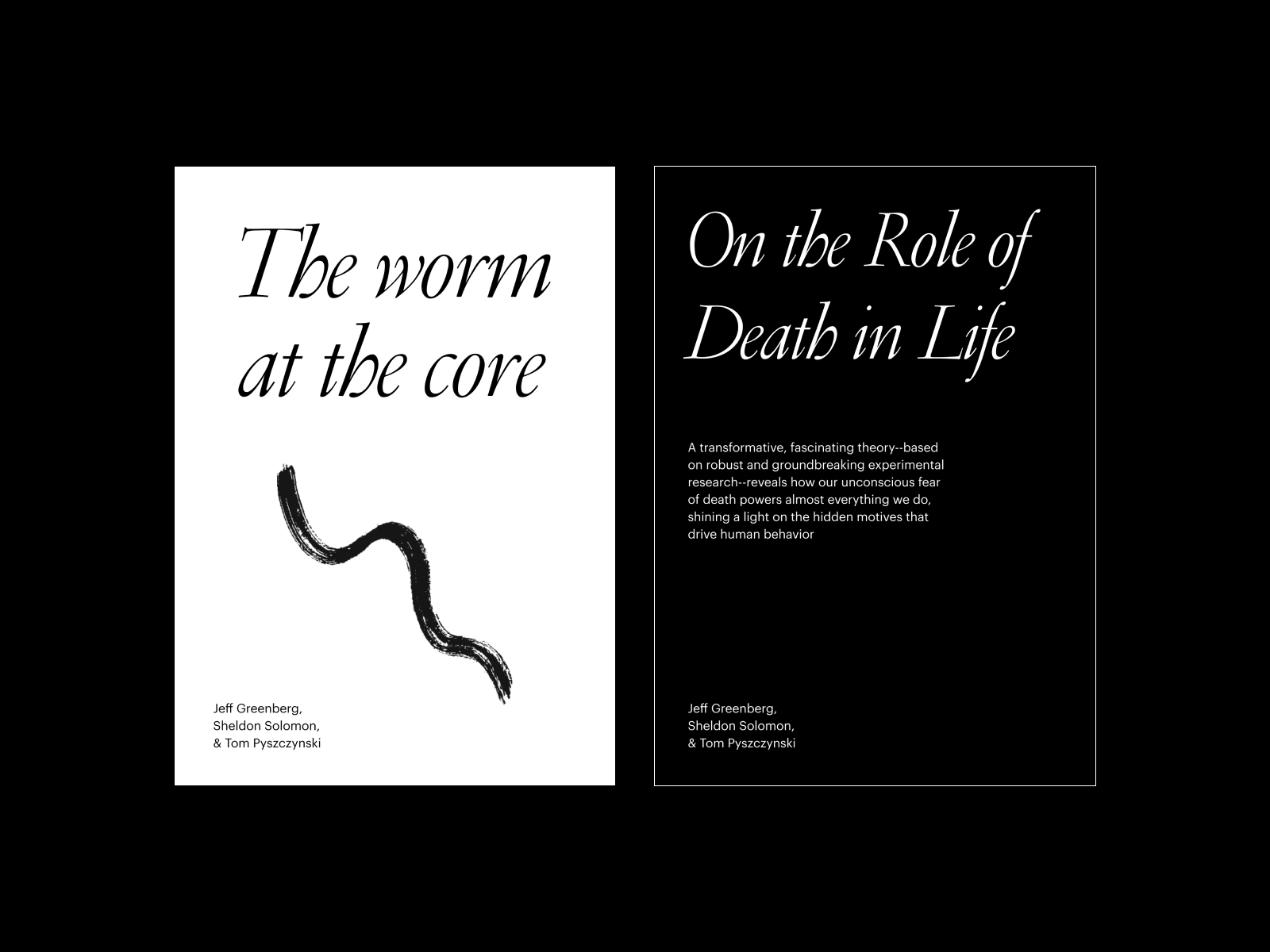 The worm at the core - Book design Exploration black book book cover clean cover design design minimal type typography ui white white and black