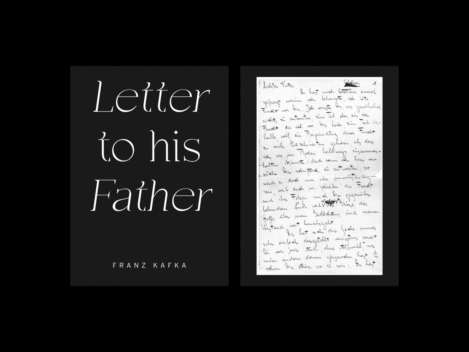 Letter to his Father - Book design Exploration animation black book book cover clean cover design kafka type typography ui white