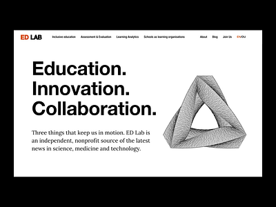 ED Lab - Home Page animation branding clean design grid minimal news orange simple typography ui user interface webdesign