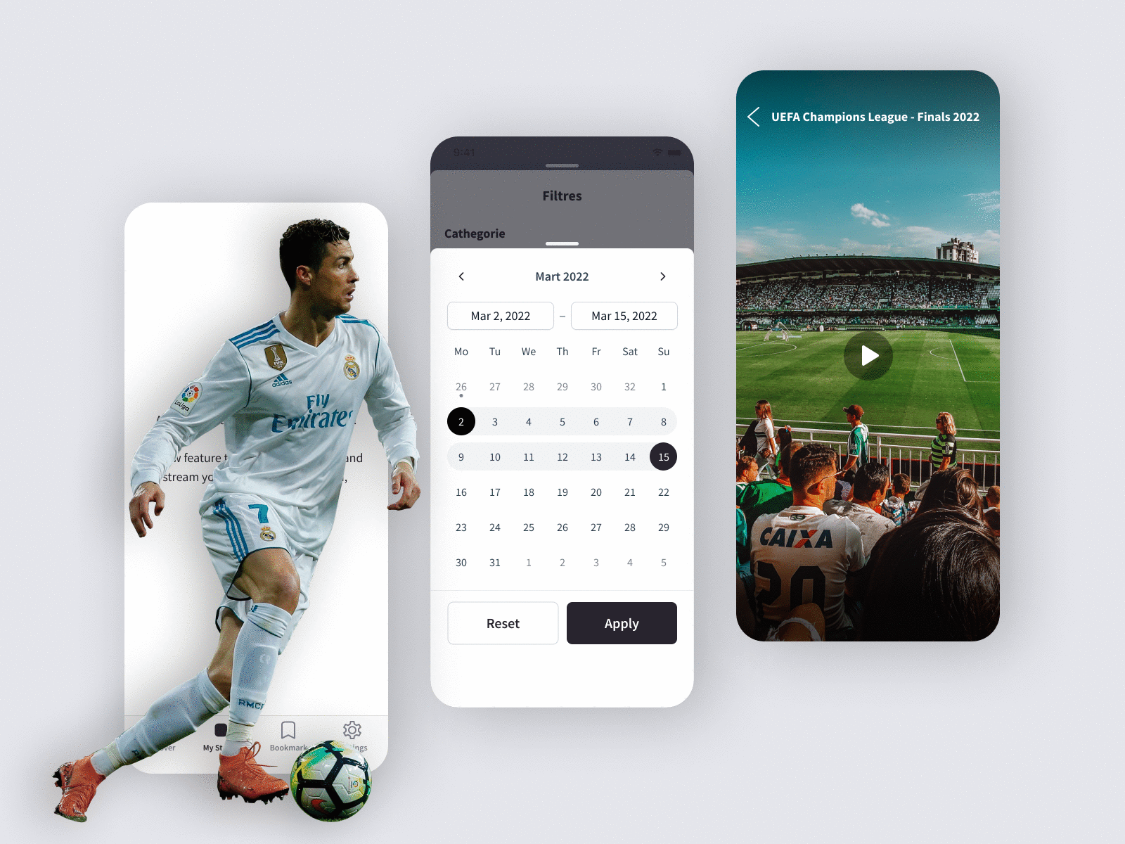 Avatar Ticket - Mobile App app application ball branding clean design football live live stream mobile mobile app sport stream typography ui user interface ux uxui webdesign