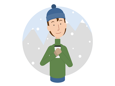 Coffee in the snow cartoon christmas coffee css css art css drawing css3 html html css html5 illustration man person snow vector winter