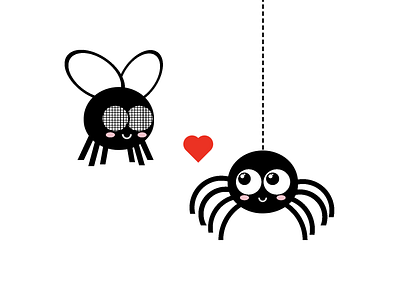 Improbable Love Story (CSS Art) cartoon css css art css drawing css illustration css3 cute fly heart html html art illustration love spider vector web development