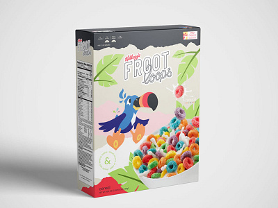 froot loops — cereal box branding cereal character design concept froot loops illustration kellogg logo design mockup package design packaging redesign