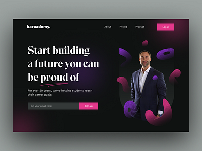 Karcademy: online course header exploration academy clean design header landing page online course school ui ux web design website