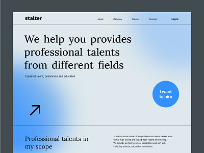 Stalter: professional talents seeker header exploration clean header job seeker jobs landing page product talents ui ux web design webiste