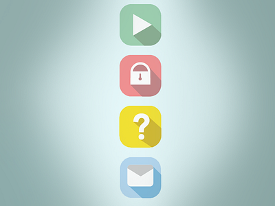 Flat Icons envelope flat design icons lock play question mark