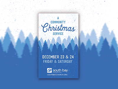 Christmas Service Promo Card christmas church community december forest service snow trees white christmas winter