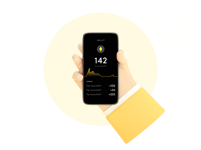 Hand holding a phone design illustration mobile phone ui ux