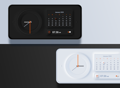 Clocks & calendar widgets app design calendar ui clocks illustration neomorphism prototype sketch ui uiux ux widgets