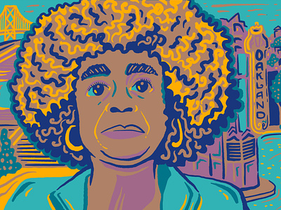 Angela Davis black california curly editorial history illustration oakland portrait