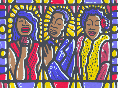 Black Bottom Saints african american black detroit editorial history illustration saints stained glass