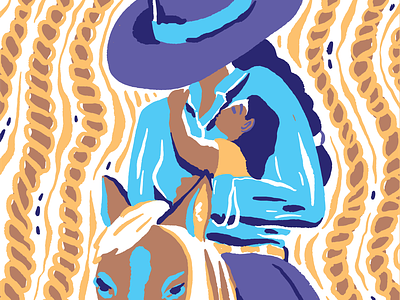 Women's Work america cowgirl daughter desert editorial girl horse illustration mother ranch rope spot western women