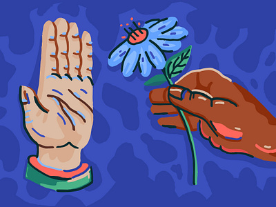 An offering flower hands illustration race spot