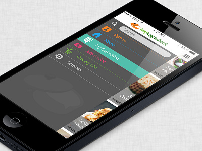 Key Ingredient - iOS App Menu app ios ios7 iphone key ingredient nav navigation