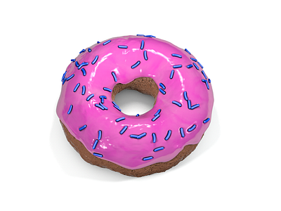 Donut with Sprinkles breakfast cinema4d donut doughnut food glazed icing isolated pastry sprinkles sugar treat