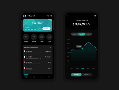 Dark theme (Banking App) android app ui app app design app ui application design bank mobile app ui ui design ux