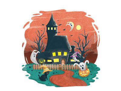 Halloween Illustration business greeting card childrensbook design digital art digital drawing flyer halloween illustration invitation card