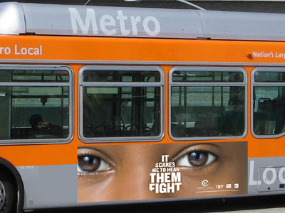 Transit ad advertising art direction awareness campaign bilingual design domestic violence outdoor advertising spanish