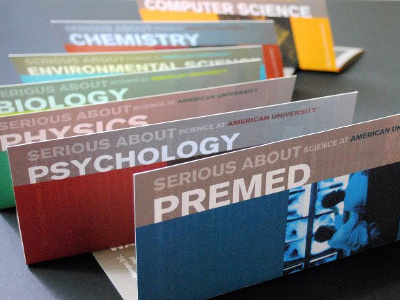 College of Art and Sciences, American University brochures highered print promotion undergraduate
