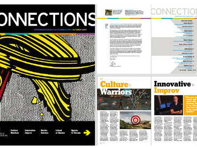 Connections Magazine art direction design highered layout magazine magazine cover redesign