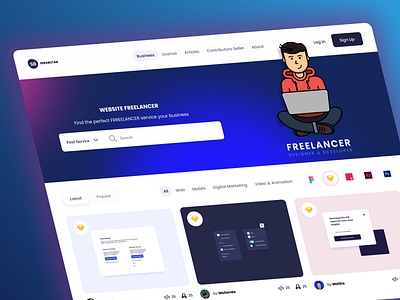 Landing Page Website Freelancer app landing page ui vector web design