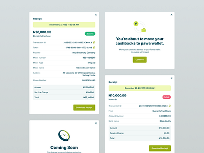Pawa Wallet - Modal Components app design ui ux