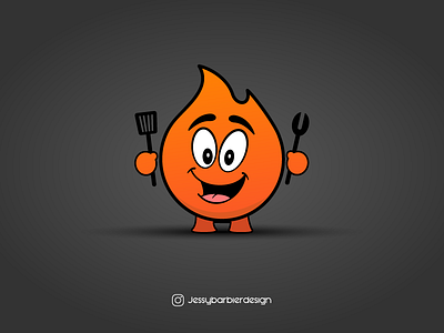 Flame mascot for a grill restaurant