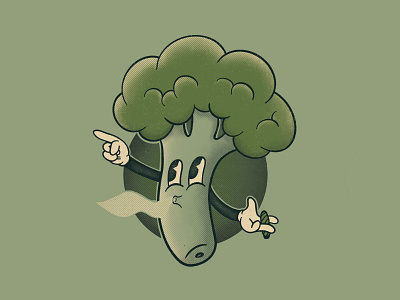 Broccoli bro 1930s broccoli cartoon cartoon character character design greens illustration retro vegetable vintage vintage logo