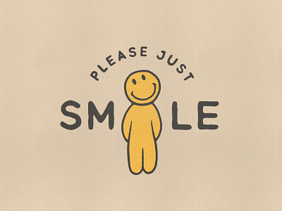 Pleas just smile! branding cartoon cartoon character character design hand drawn hand lettering illustration logo retro smile smiley smiley face vector vintage
