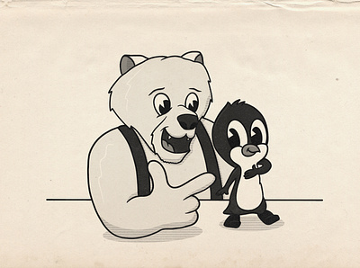 Happy Jack! 1930s bear logo cartoon cartoon character character illustration penguin polar bear retro vintage