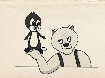 Just getting along . . . 1930s bear cartoon cartoon character character illustration penguin polar bear retro vintage