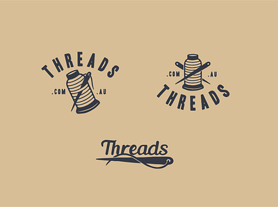Threads branding embroidery hand drawn logo needles retro retro logo typography vector vintage vintage logo