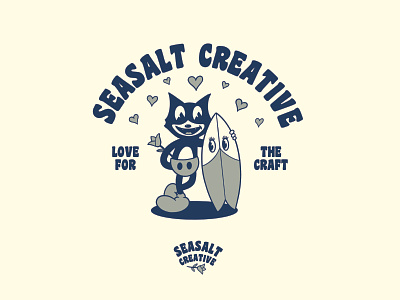 Love for the craft cartoon cartoon character cat illustration surfboard surfing tshirt tshirt design tshirtdesign vintage vintage cartoon