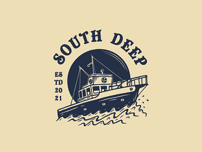 South Deep amity boat branding illustration jaws logo ocean retro sailor seas t shirt tee vintage