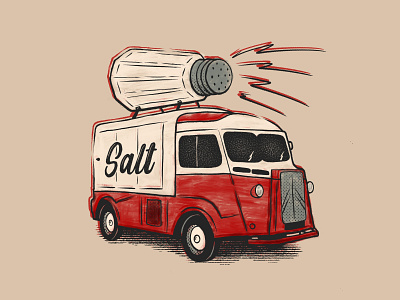 The Salt Wagon food truck hand drawn illustration retro salt tshirt vintage