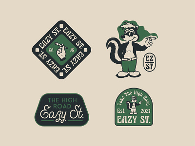 Eazy Street branding cannabis cartoon cartoon character character design illustration logo design retro skunk smoke vintage weed