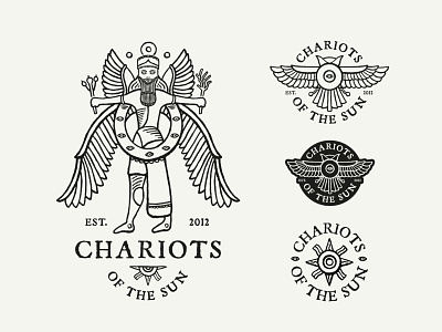 Chariots of the sun branding hand drawn illustration logo sumerian surf textured tshirt vintage weathered