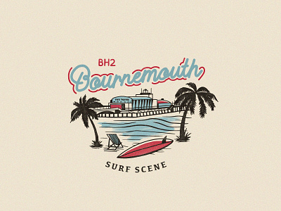 Bournemouth surf scene branding design illustration logo retro retro logo surf surf logo surfing typography vector vintage vintage logo