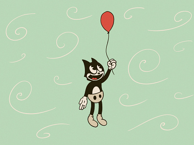 NO MOG NOT THE BALLOON!!! balloon cartoon cartoon character cat character illustration mog retro vintage
