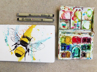 Bumble Bee Sketch draw drawing ink moleskine painting sketch sketching watercolor