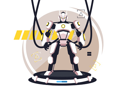Flat Robot Illustration Character Concept character design fight flat illustration illustrator machine robot vector war
