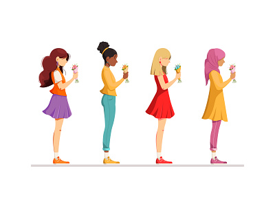 International Women's Day character flat illustration vector women