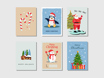 Christmas Card Collection character christmas design flat illustration illustrator merry christmas santa snow vector